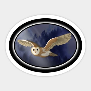 Glowing Barn Owl Oval Sticker